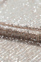 Apricot Sequin 3/4 Sleeve Open Front Duster Cardigan - Femstylo