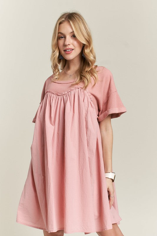 Round Neck Half Sleeve Babydoll Dress – Charming and Feminine Babydoll Dress with Round Neck and Half Sleeves for Casual and Semi-Formal Occasions Stevvex