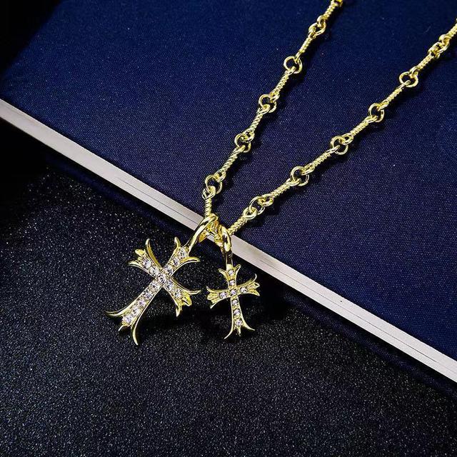 Double Cross Pendant Necklace Pi-Mart