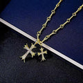 Double Cross Pendant Necklace Pi-Mart