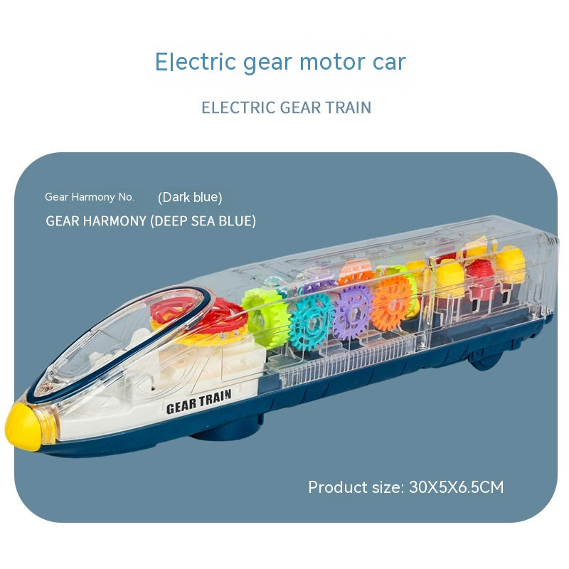 Transparent Gear Motor Car CRH Harmony Electric Universal Light Children's Educational Toys Pi-Mart