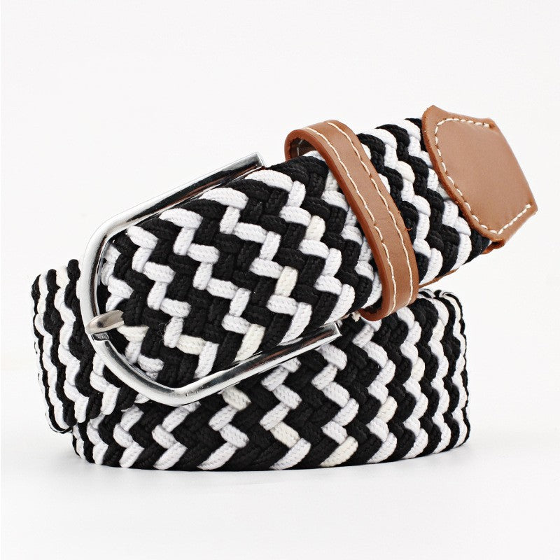 Women's Canvas Belt Student Pants Casual Stretch Braided Needle Buckle Pi-Mart