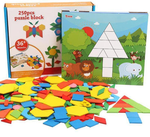 250pcs Wooden Geometric Clever Board Puzzle 3D Board Toy Baby Early Educational Learning Toys for Children Game (Multicolor) - SJB-DIAMOND ELITES