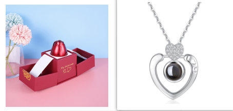 Hot Valentine's Day Gifts Metal Rose Jewelry Gift Box Necklace For Wedding Girlfriend Necklace Gifts Pi-Mart