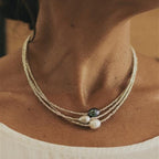 Artistic Vintage Bead Necklace Natural Freshwater Pearl Pi-Mart
