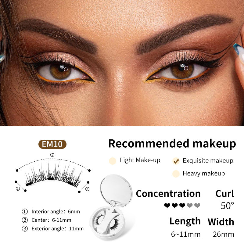 Magnetic False Eyelashes Integrated Storage Box Glue-free Magnet False Eyelashes Natural Makeup Tools With Applicater Pi-Mart