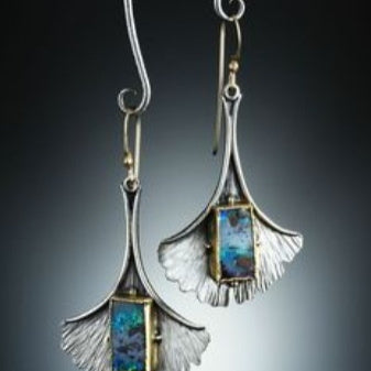Creative Ginkgo Leaf Color Turquoise Earrings Pi-Mart