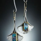 Creative Ginkgo Leaf Color Turquoise Earrings Pi-Mart