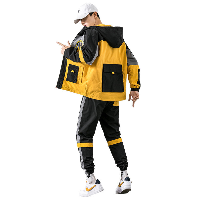 Youth Hip Hop Two-piece Student Hooded Fashion Long Sleeve Sweatshirt Jacket Pi-Mart