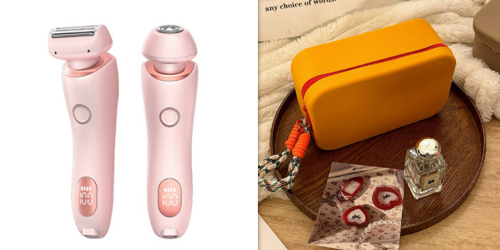 2 In 1 Hair Removal Epilator USB Rechargeable Trimmer Women Body Razor Face Leg Armpit Bikini Hand Pubic Shaver Hair Remover Pi-Mart