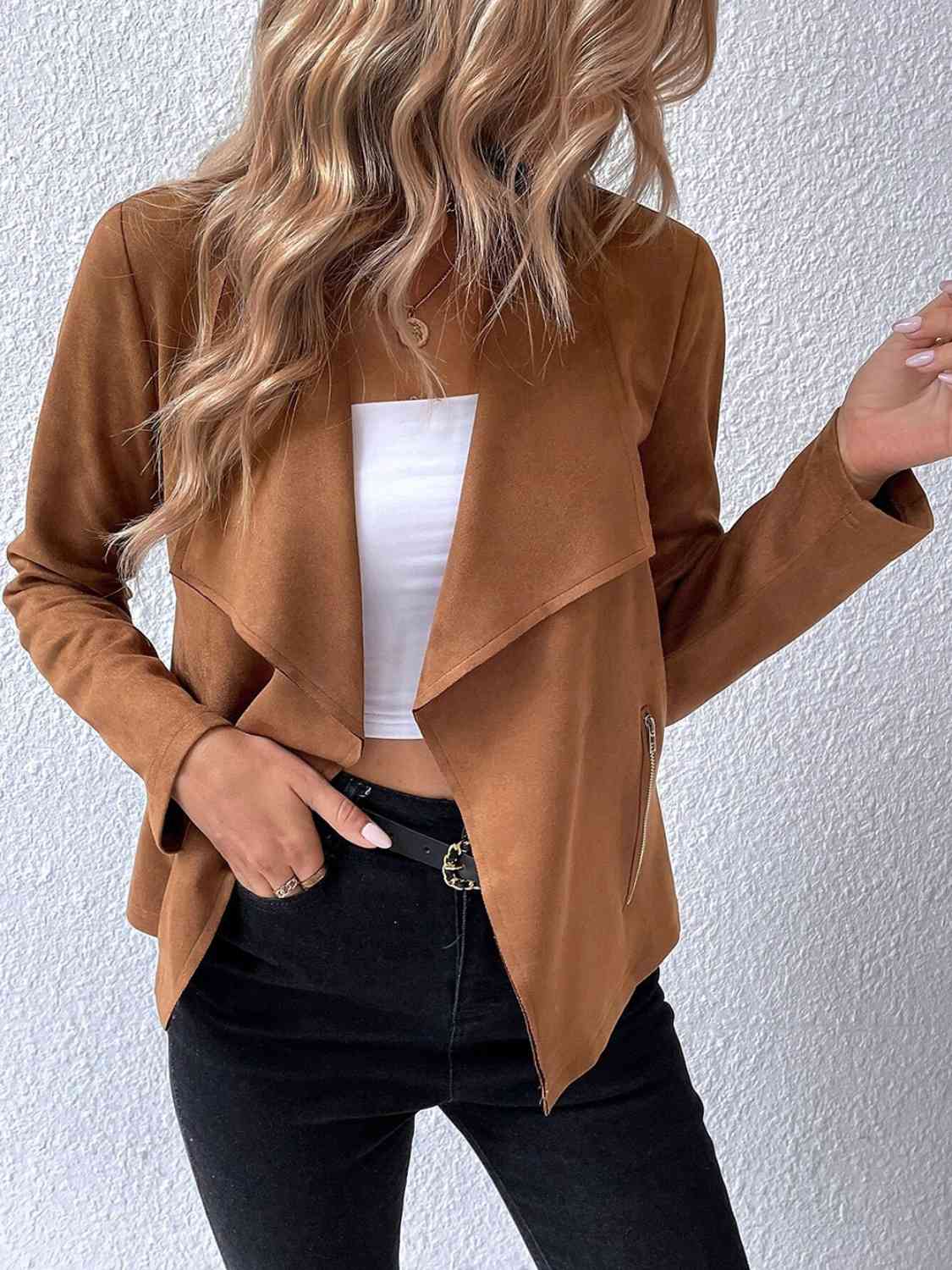 Classic Minimalist Collared Long Sleeve Jacket for Women – Minimalist & Lightweight Everyday Outerwear Stevvex