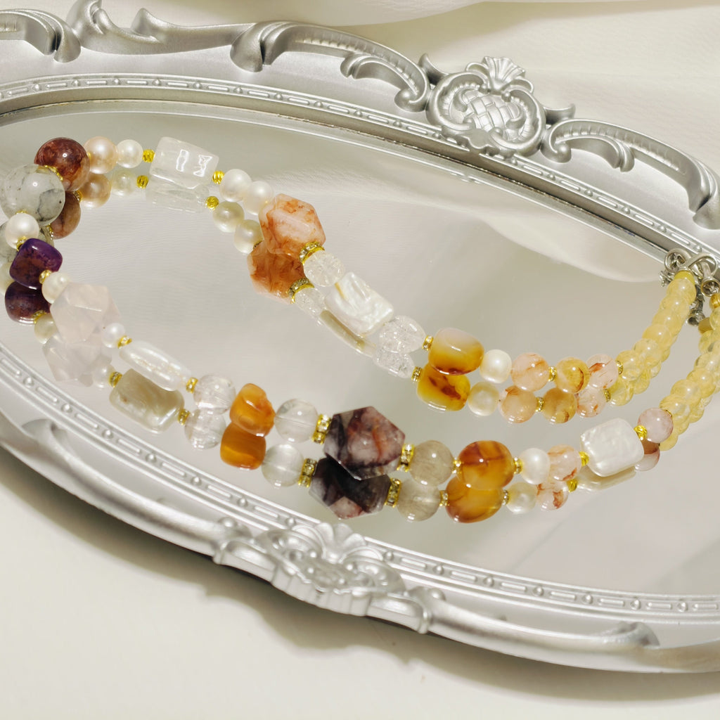 Handmade Premium Crystal Necklace |  Artisan Woven Jewelry with Alloy Accents  | Elegant Sparkling Statement Necklace for Women (MAC345)