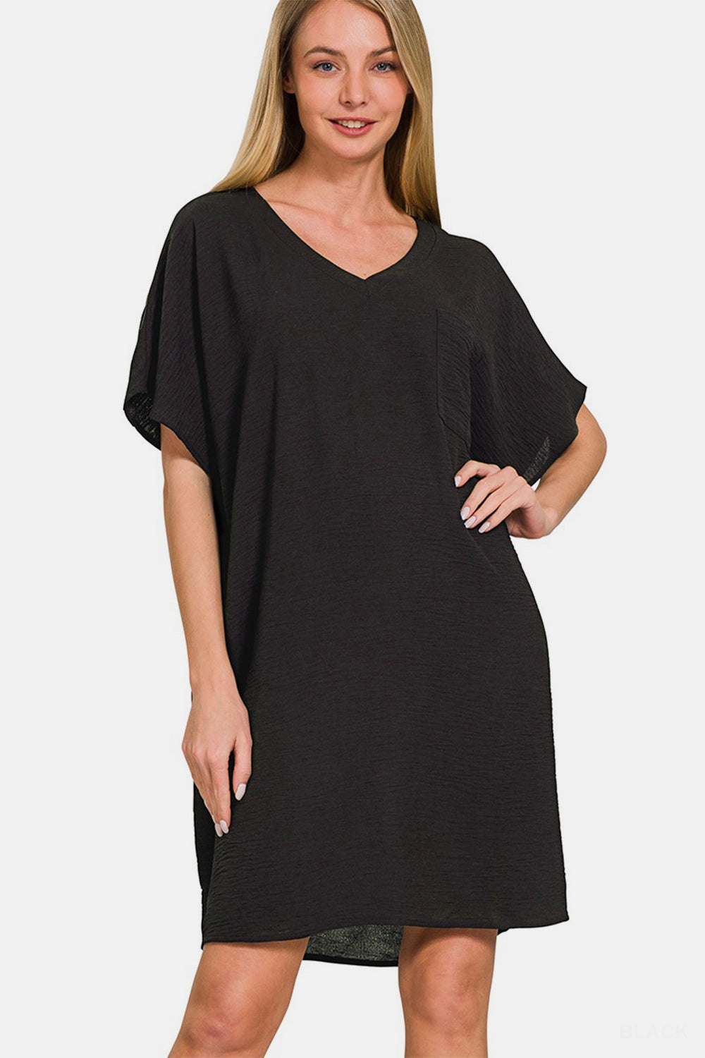 V-Neck Tee Dress with Pockets For Women – V-Neck Casual Dress, Tee Dress with Pockets, Comfortable V-Neck Dress, Pocketed Tee Dress, Casual Chic Dress, Easygoing V-Neck Dress Stevvex