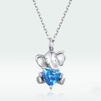 S925 Sterling Silver Blue Bear Necklace Lively And Cute Pi-Mart