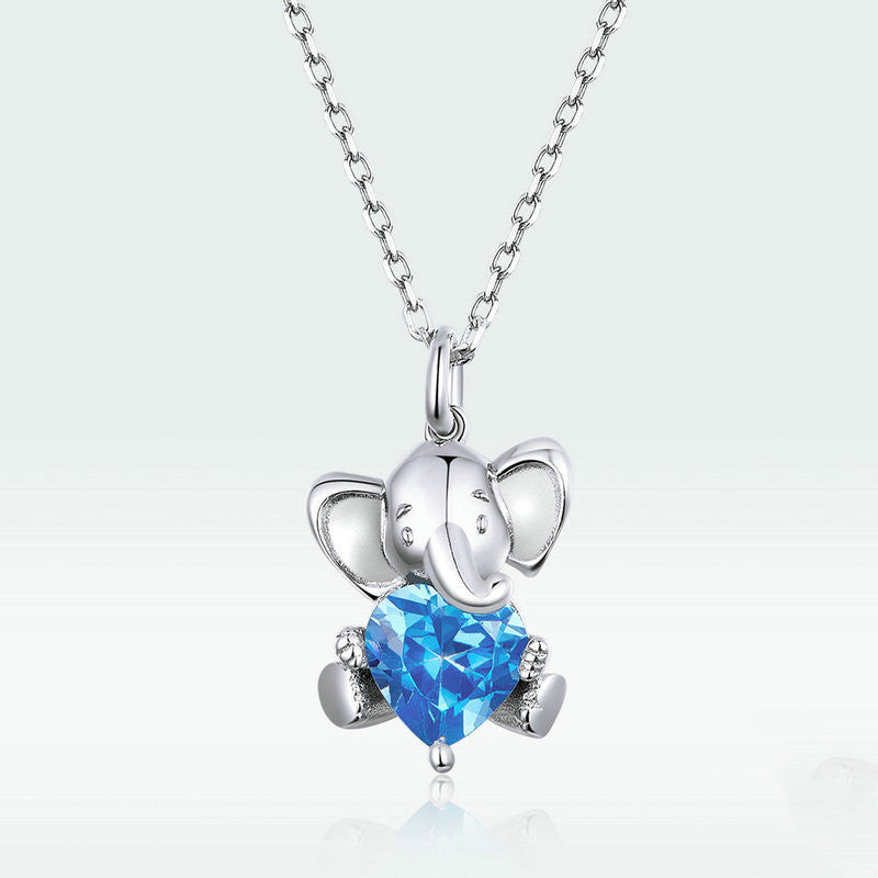 S925 Sterling Silver Blue Bear Necklace Lively And Cute Pi-Mart