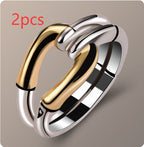 Ins Style Geometric Bone Bamboo Creative Two-tone Ring Pi-Mart
