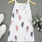 Ladies' V-neck Feather Print Fashionable Versatile Casual Camisole Vest - SJB-DIAMOND ELITES