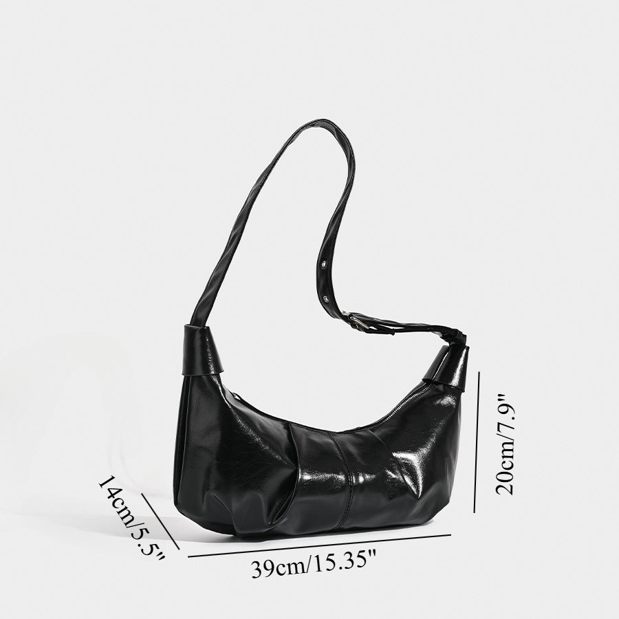 Versatile black shoulder bag, vintage pleated shoulder bag, crossbody hobo bag - SJB-DIAMOND ELITES