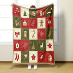 1pc Cozy Vintage Christmas Print Flannel Blanket - Soft, Warm, and Plush Throw for Couch, Sofa, Office, Bed, Camping, and Travel - Multi-Purpose Gift for All Seasons with Versatile Uses Lootquake LLC