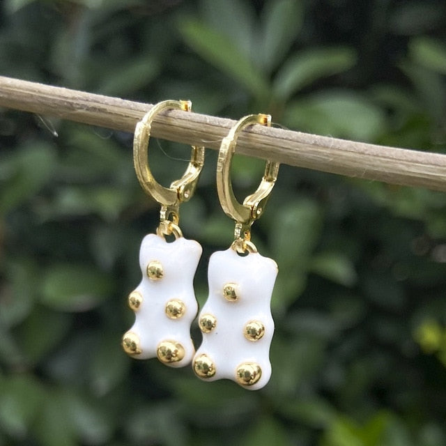 Cute Acrylic Gummy Bear Dangle Earrings Pi-Mart