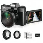 4K 48MP 16X Autofocus Digital Camera for Photography and Video, WiFi Enabled, 3" 180° IPS Flip Screen, Anti-Shake, Compact Vlogging Camera with 32GB Card and 2 Batteries Lootquake LLC