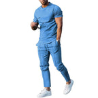 Solid Color Casual Round Neck Short Sleeves T-shirt Trousers Two-piece Set Lootquake LLC