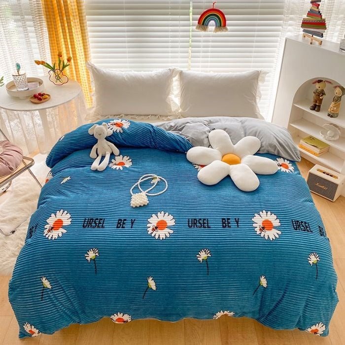 Double-sided Warm Coral Fleece Duvet Cover Pi-Mart