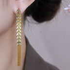 Wheat Long Fringe Earrings Dual-wear Women Pi-Mart