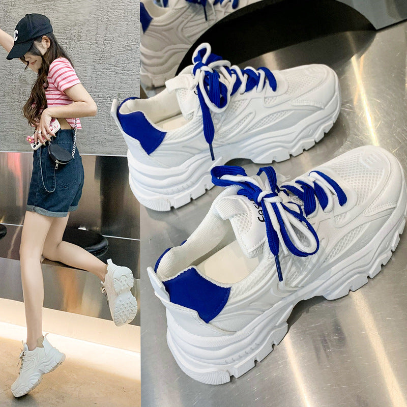 Mesh Breathable White Shoes Thick Bottom Heighten Casual Shoes Sports Women's Shoes Pi-Mart