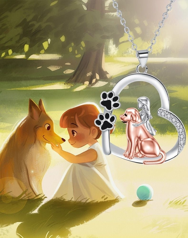 Heart-shaped Dog And Girl Personality Design Necklace Fashion Pi-Mart