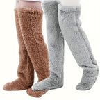 Cozy Couple's Thigh-High Fuzzy Socks - Warm, Durable Knit Over-The-Knee Stockings, Easy-Care Solid Hosiery Lootquake LLC