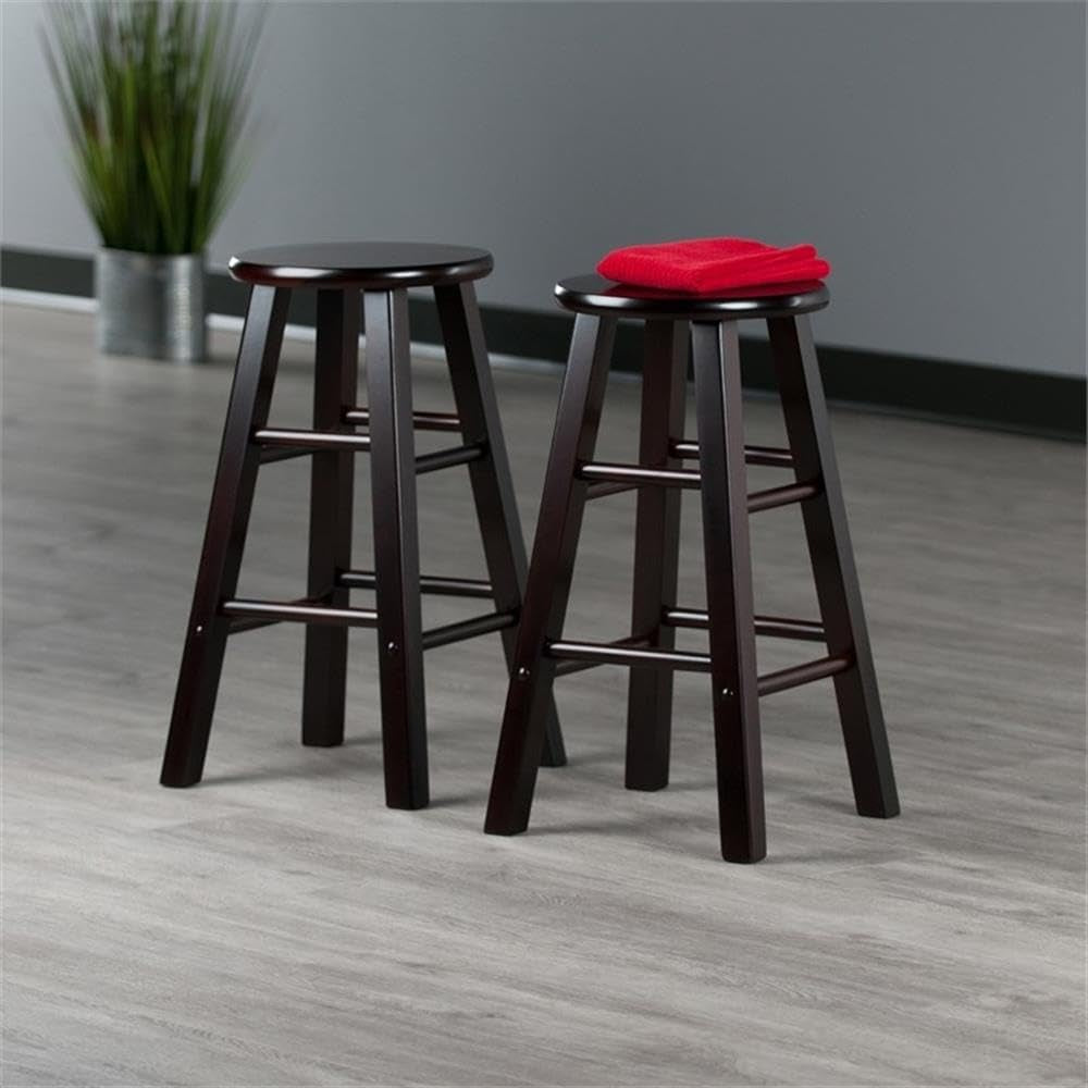 Element 2-Piece 24In Counter Stool Set, Espresso Finish, Solid Wood, Modern Design Lootquake LLC