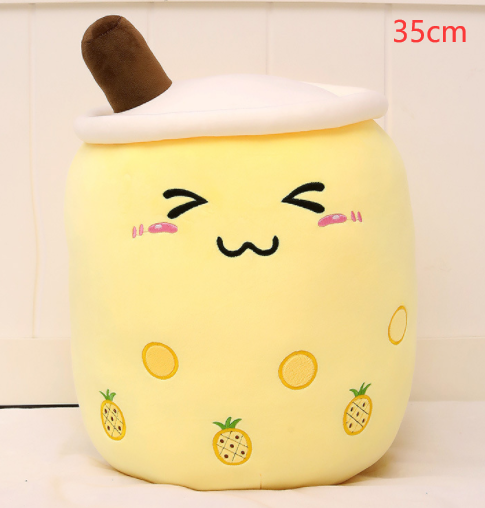Cute Fruit Drink Plush Stuffed Soft Strawberry Milk Tea Plush Boba Tea Cup Toy Bubble Tea Pillow Cushion Kids Gift Pi-Mart