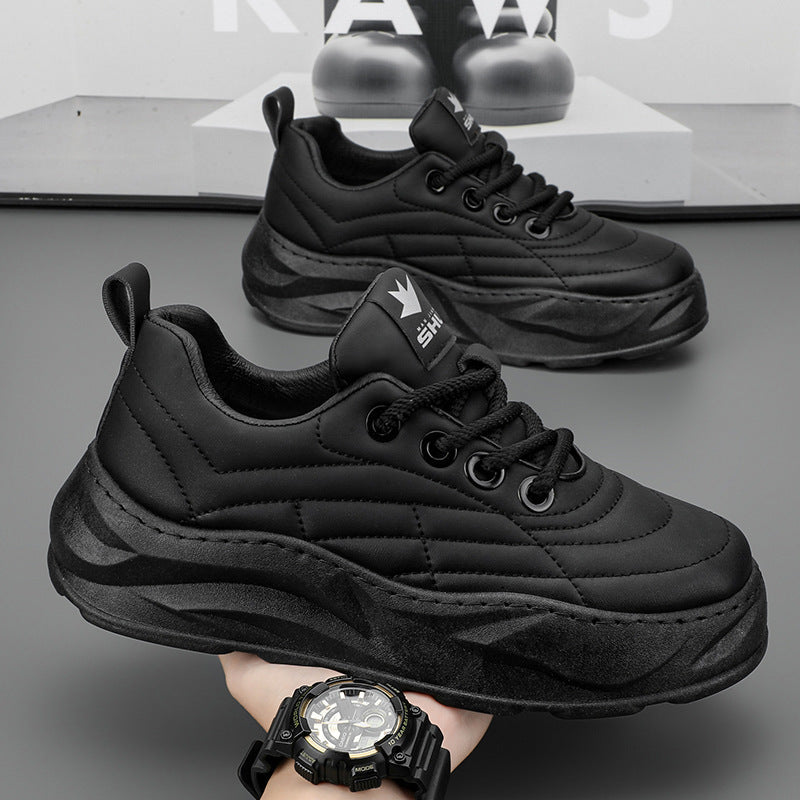 Fashion Thick-soled Anti-skid Shoes Ins Slip-on Casual Lazy Shoes Men Outdoor Breathable Lace-up Running Sports Sneakers Pi-Mart