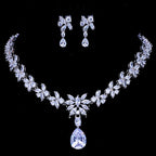 Exquisite Zircon Necklace Earring Set Pi-Mart