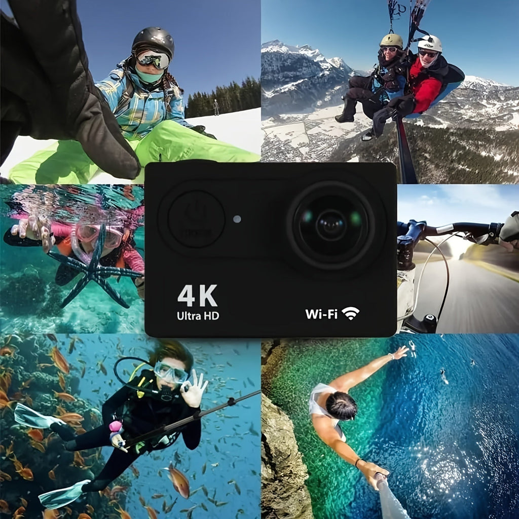 4K 30FPS 12MP Action Camera - Full HD Wifi Connected Sports Camera - Outdoor Cycling Diving HD Camera With 32G Card Lootquake LLC