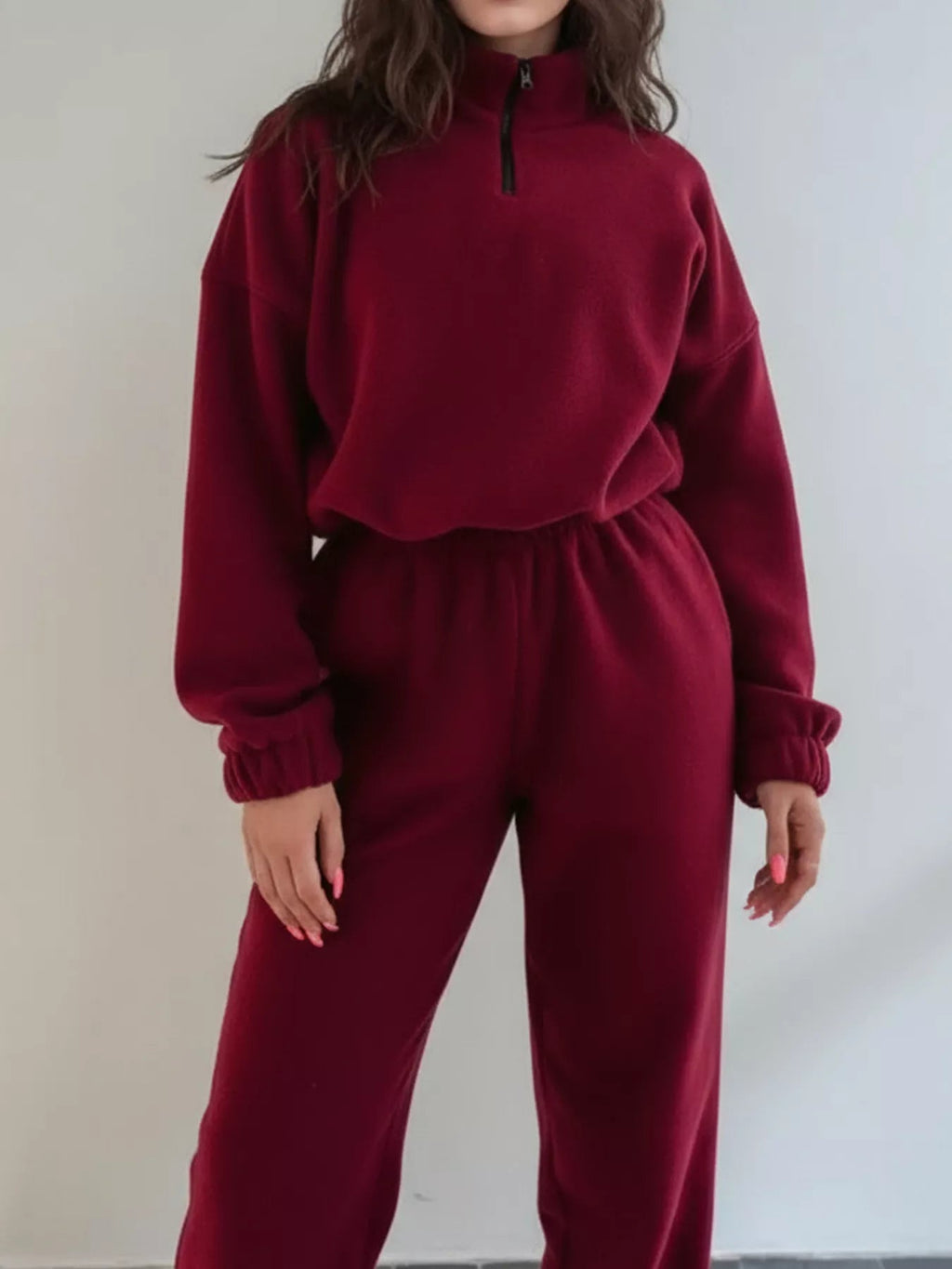 Quarter Zip Sweatshirt and Pants Set THRIXINE