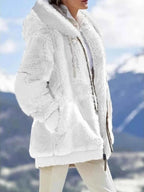 Full Size Cozy Fleece Zip-Up Hooded Jacket Plus Size THRIXINE