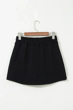 Black French Terry Drawstring Mini Skort with Pockets