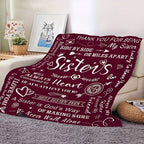 1pc To Sisters Gift Blanket, Lady's Gift, Sister Gift, Birthday Gift, Christmas Soft Cozy Purple Flannel Blanket Lootquake LLC