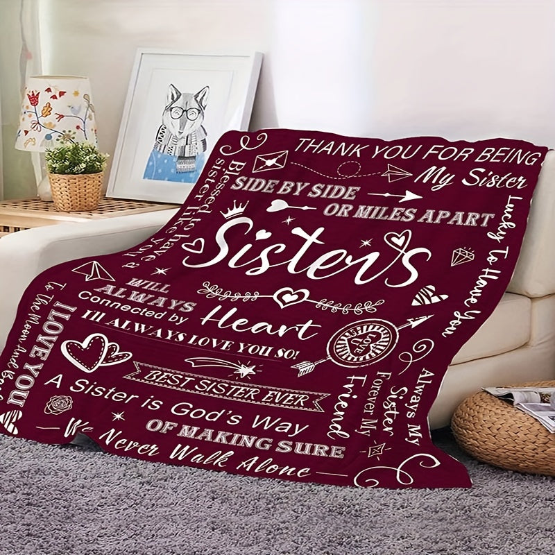 1pc To Sisters Gift Blanket, Lady's Gift, Sister Gift, Birthday Gift, Christmas Soft Cozy Purple Flannel Blanket Lootquake LLC