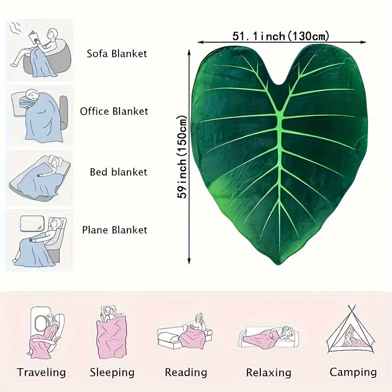 Soft Geometric Leaf All-Season Throw - Chic, Cozy & Versatile Blanket for Home and Travel, Lunch break, Easy Maintenance Lootquake LLC