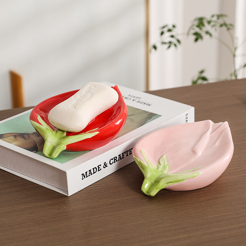 Rose Ceramic Soap Box Draining Household Pi-Mart