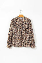 Light Leopard Print Balloon Sleeve Loose Blouse | Femstylo