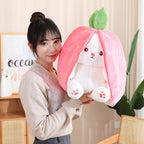 Kawaii Fruit Transfigured Bunny Plush Toy Cute Carrot Strawberry Turn Into Rabbit Plush Toy Kids Birthday Christmas Gift Muppet Pi-Mart
