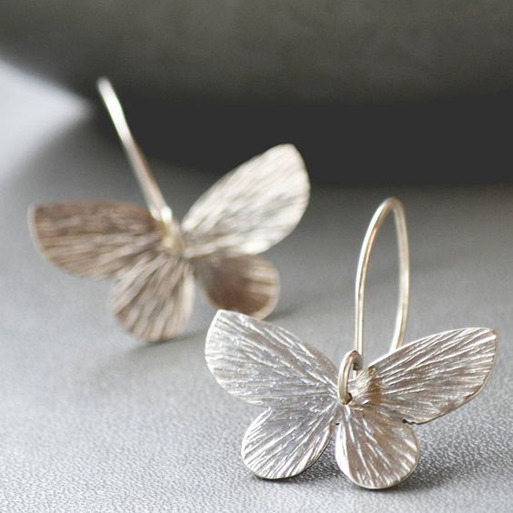 Silver Butterfly Earrings For Women Pi-Mart