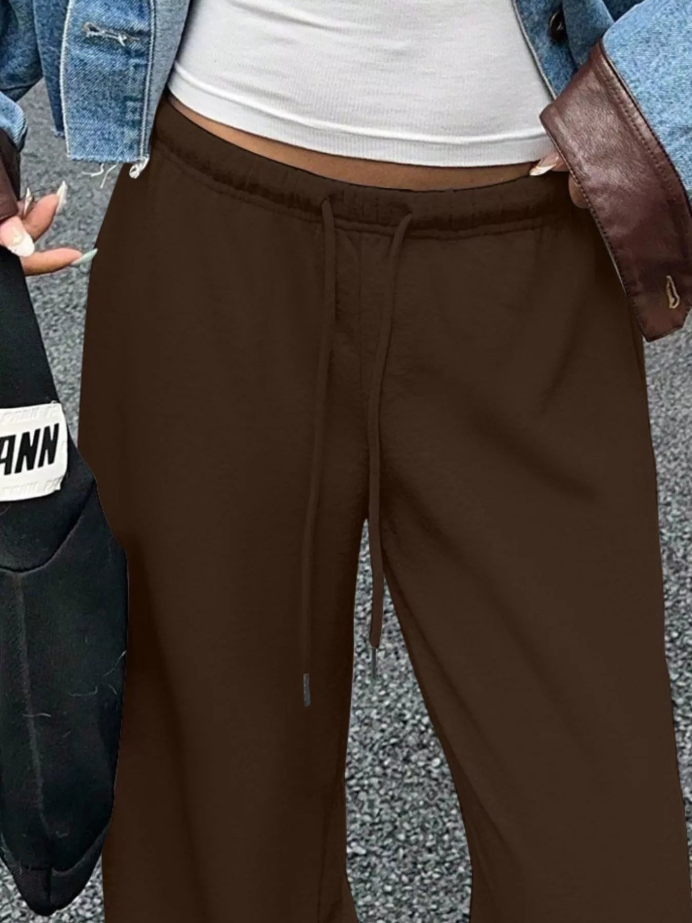 Wide Leg Drawstring Sweatpants THRIXINE