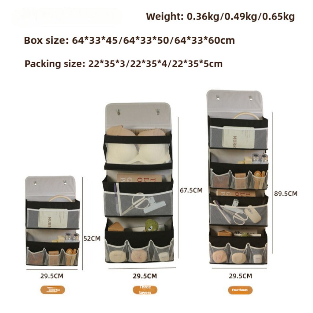 Dormitory multi-layer visual storage hanging bag foldable large-capacity item shelf wall-mounted layered hanging bag - SJB-DIAMOND ELITES