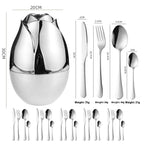 24 Pieces Stainless Steel Knife Fork And Spoon Western Dinner Set Ornaments Pi-Mart