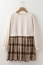 Vintage Plaid Round Neck Long Sleeve Mini Dress Cozy & Stylish Dress Retro Design Dress For Party Stevvex